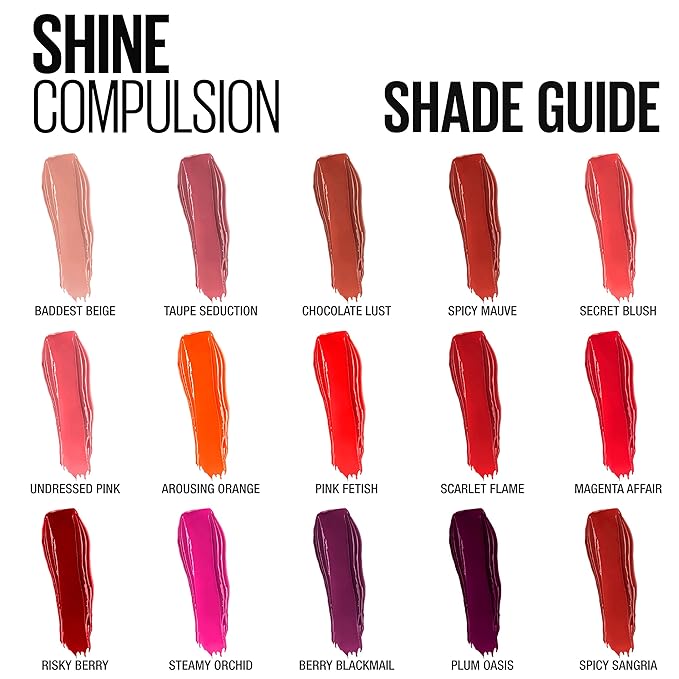Maybelline New York Color Sensational Shine Compulsion Lipstick Makeup, Secret Blush, 0.1 Ounce