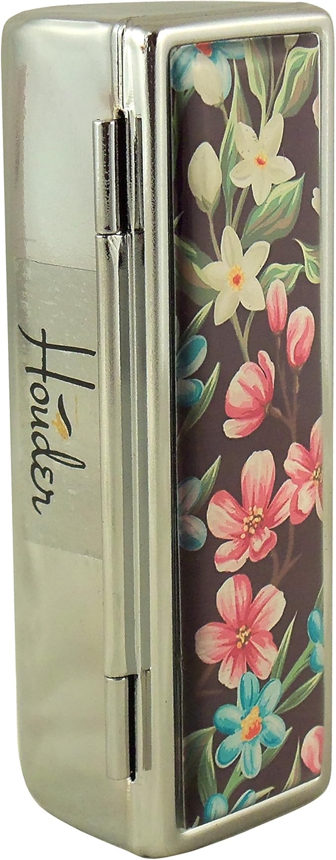 Houder Designer Lipstick Case with Mirror for Purse - Decorative Lipstick Holder with Gift Box - Velvet Lined - Protect Your Lipsticks in Style (Tropical Flowers)