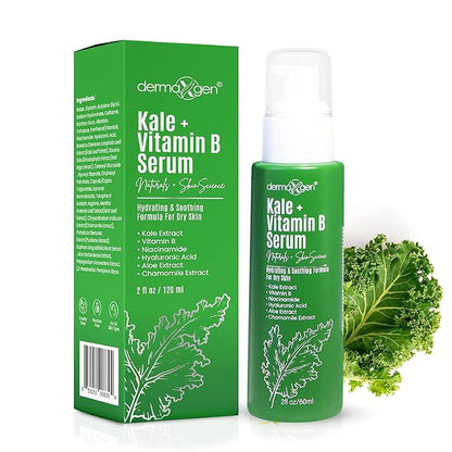 Soothing Skin Care Serum - Kale and Vitamin B Serum - Brightening Serum for All Skin Types - Hydrating Serum with Niacinamide, Hyaluronic Acid - Facial Serum Unclogs Pores, Combats Dryness