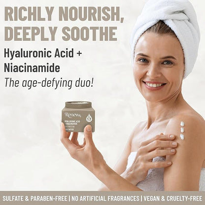Hyaluronic Acid + Niacinamide Body Butter for Dry Skin – Deep Hydrating Skin Care, Skin Perfecting Vegan Skincare, 16 oz