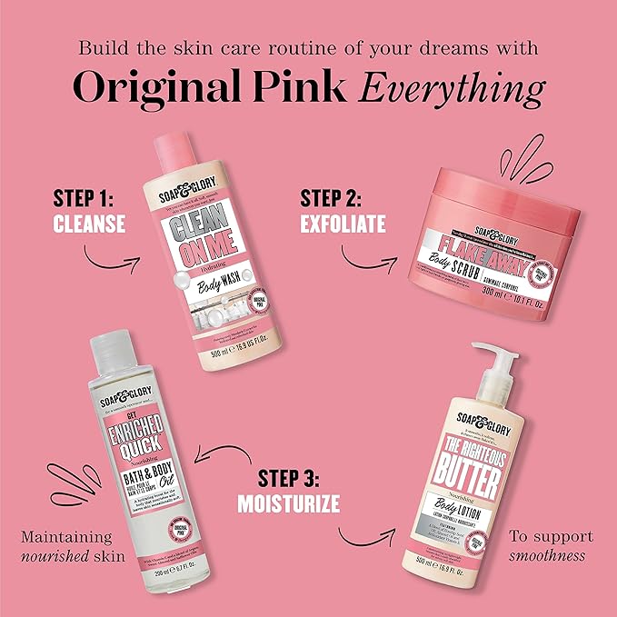 Soap & Glory Original Pink The Scrub Of Your Life Exfoliating Body Scrub - Smoothing & Buffing Vegan Scrub - Rose & Bergamot Body Polish with Shea Butter & Vitamin E (200ml)