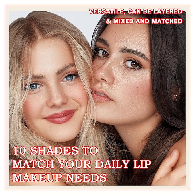 10PCS Mini Matte Lipstick Set,Smooth High Pigmented Lipstick Set,Waterproof Long Lasting Non-Fading Lip Gloss Stick Makeup Set,Matte Nude Lipstick Gift Set for Women