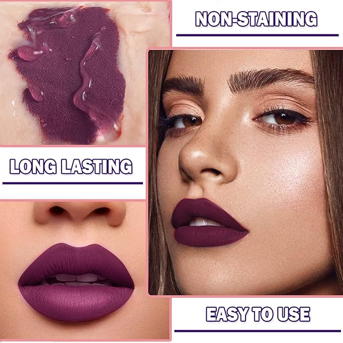2PCS Matte Lip Liner and Lipstick Makeup Set, Gloss