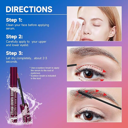 Eyelash Growth Serum, Lash Serum for Eyelash Growth & Enhancing, Advanced Formula for Natural Lashes or Lash Extensions & Brows (0.17 FL OZ)