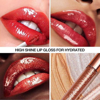 Nude Brown Lip Gloss Lip Plumper Gloss Tinted Glitter Lipgloss Lip Oil Teens Moisturizing Lipstick Lip Balm High Shine And Vegan Plumping Lip Gloss For Women Girls Long-Lasting Dry Lip Care (02)