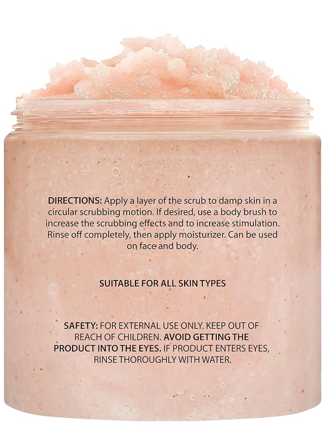 Brooklyn Botany Himalayan Salt & Stem Cell Body Scrub - Moisturizing and Exfoliating Body, Face, Hand, Foot Scrub - Fights Stretch Marks, Fine Lines, Wrinkles - Great Gifts for Women & Men - 10 oz