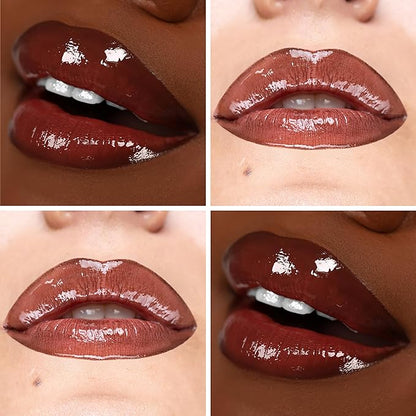 The Lip Bar Vegan Non-Sticky Lip Gloss, with Hydrating Shea Butter for a Lightweight, High Shine Finish, Flyy Girl - Rich Brown