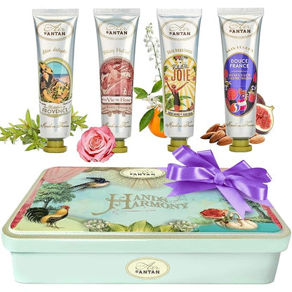 Hand Lotion Gift Set for Women 4pcs UnAir d'Antan, Hand Cream Gift Set with Shea Butter, Sweet Almond Oil, 4 Hand Cream For Women - Lotion Gift Set Includes Scents of Provence, Douce, Rose & Joie