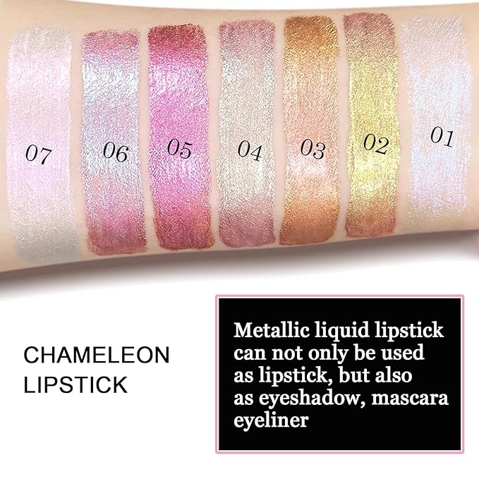 Chameleon Lipstick, Multichrome Tinted Lip Gloss with High Glossy Finish, High Pigment Sparkling Non-Stick Cup Glitter Lipstick & Eyeshadow,Waterproof Glossy Lip Gloss For Women(#05)