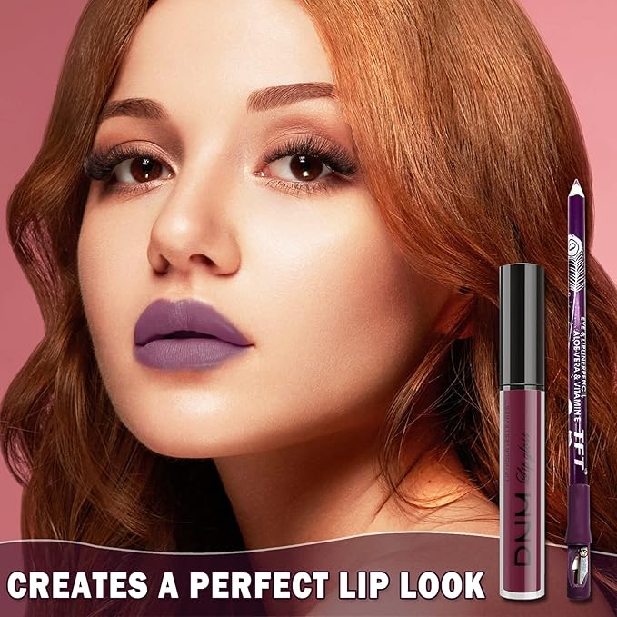 2PCS Matte Lip Liner and Lipstick Makeup Set, Gloss