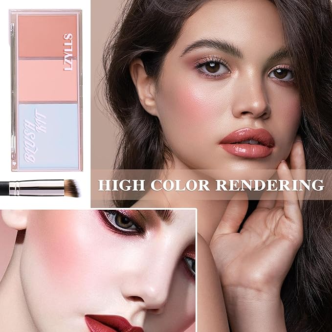 Cream Blush Stick with Brush,Waterproof Multi Cream Blush Skin M3