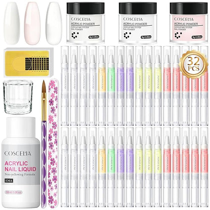 Acrylic Nail Kit for Beginners Nail Kit Acrylic Set and 16 pcs Cuticle Oil Pens