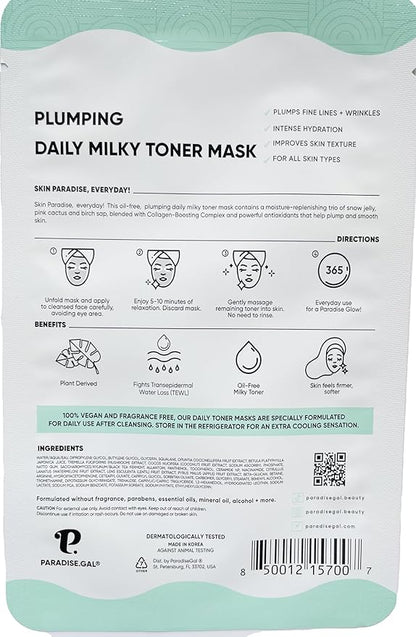 Plumping Face Masks (10-Pack) Korean Skincare Infused with Collagen, Snow Jelly, Panthenol, Niacinamide & Ceramide - Volumizing Solution for Fuller, Youthful Skin