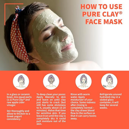 Calcium Bentonite Clay Face Mask, Hydrating Montmorillonite Clay Mask for Face, Deep Pore Cleansing Bentonite Clay Mask for Facial Skincare