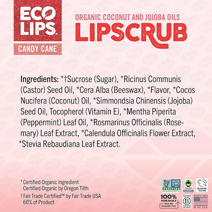 Eco Lips Sparkling Vanilla Mint Candy Cane Lip Mask and Sugar Lip Scrub for Holiday Gifting, Stocking Stuffers, 0.25 oz. (2 ct)