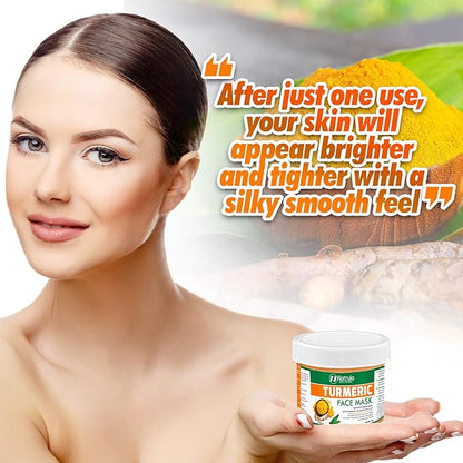 Natrulo Turmeric Face Mask - Skin Brightening Mask with Turmeric and Bentonite Clay - All-Natural Face Mask for Acne Treatment - Boosts Circulation and Removes Toxins - Turmeric Detox Clay Face Mask