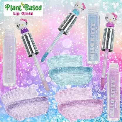 Townley Girl Hello Kitty 5 Pc Plant Based, Moisturizing Lip Gloss Makeup Set for Girls Kids Toddlers, Perfect for Parties Sleepovers Makeovers Birthday Gift for Girls 3 Yrs+