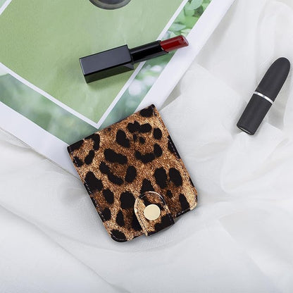 Cockatoo Leather Lipstick Case with Mirror, Women's Portable Lipstick Pouch Travel Cosmetic Bag Can Be Put in Wallet Mini Cosmetic Bag Lipstick Pouch (Drak Green)