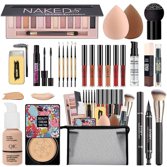 All in One Makeup Kit,Includes Naked Eyeshadow,CC Cream,Liquid