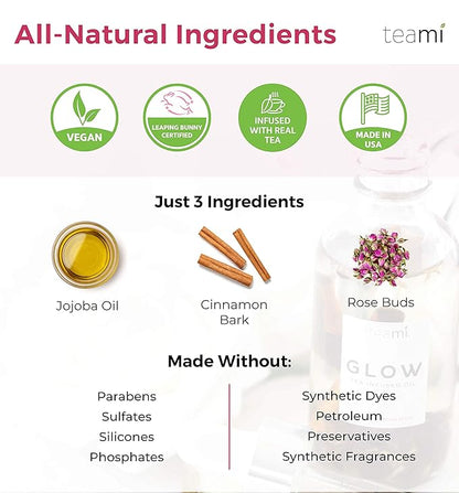Teami Glow Jojoba Face Oil for Women with Coconut Oil, Camellia Seed & Vitamin E Oil for Skin - Facial Oil Cleanser for Sensitive, Normal, Oily & Dry Skin (2oz)