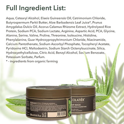 Aloe Vera Hair Mask with Organic Aloe Vera for Hair – Hydrating & Fortifying, 96.9% Natural, Vegan, Deep Treatment for Damaged, Dry & Curly Hair, Shea Butter & Rice Proteins, 8.5 Fl Oz
