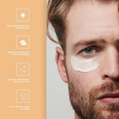 CRVFT Men's Under Eye Cream .25oz [AM/PM] | 30 Day Supply | Reduce the Appearance of Puffy Eyes + Lessen Dark Circles | Invigorated with Caffeine | Made in the USA | Peppermint Scented