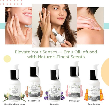 Emu Oil Pure Skin Moisturizer - Nail, Body, Face, Scalp & Hair Moisturizer with Omega 3, 6, 9, Vitamins, & Minerals - Australian Emu Oil for Skincare by Y-Not Natural - 60mL, Sandalwood