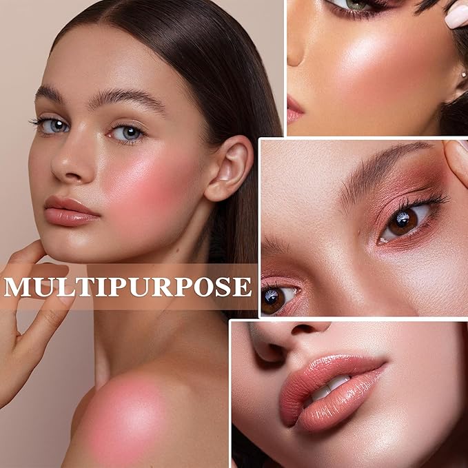 Cream Blush Stick with Brush,Waterproof Multi Cream Blush Skin F3