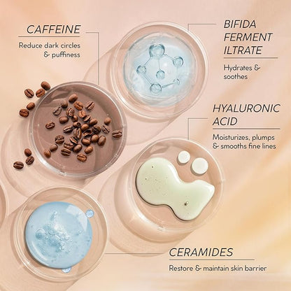 Caffeine Eye Cream for Dark Circles: Under Eye Serum for Puffiness Bags Wrinkles Fine Lines - Anti Aging Firming Tightening 0.5oz/15g