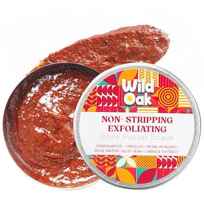 WildOak Aloevera, Sandalwood, Hibiscus Body Scrub | Lightens Dark Area Like Neck & Elbows | Smoothen Bumpy Legs & Hands | Remove Dead Skin | Enriched with Pearl Paste, Orange Peel, Rose | 100gm