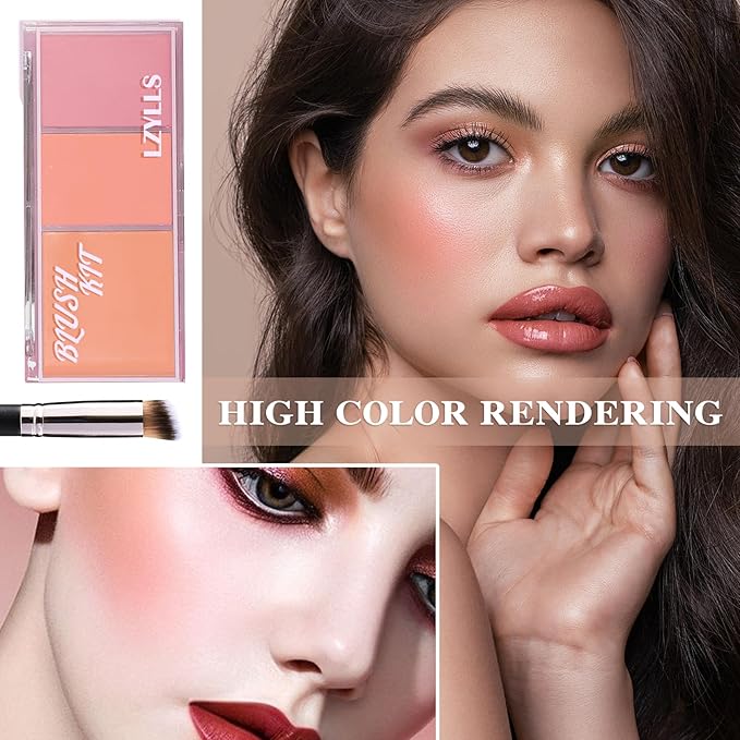 Cream Blush Stick with Brush,Waterproof Multi Cream Blush Skin M2