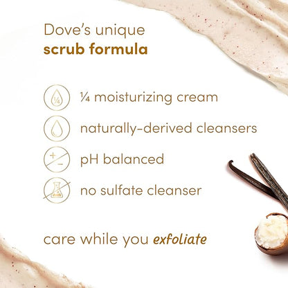Dove Vanilla Body Scrub Exfoliates and Deeply Nourishes for Smooth, Radiant Skin 15oz