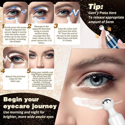Caffeine Eye Cream and 24K Gold Eye Mask (20 pcs): Under Eye Serum for Dark Circles and Puffiness Eye Care Eye Serum Anti Aging with 360° Massage Ball Reduce Eye Bags, Wrinkles and Fine Lines