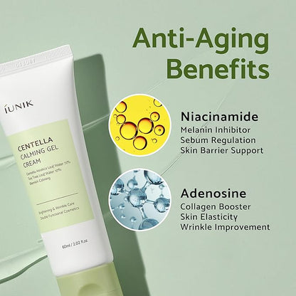 IUNIK Centella Mini Set, Travel Friendly Skincare Set, Ultra calming and hydrating for sensitive skin: Tea Tree Relief Toner,Serum, Centella Calming Gel Cream