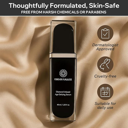 Forever Flawless Diamond Infused Age-Defying Serum - Anti-Aging Serum with Diamond Powder for Smooth, Refreshed Skin- Anti-Wrinkle Serums for Daily Use- Face Glow Serums for Radiant Skin Tone- 1.35 oz