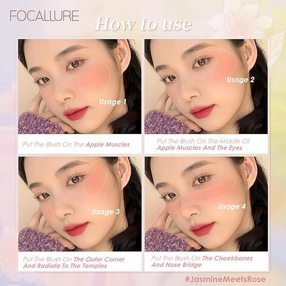 FOCALLURE Powder Palette Blush, Matte Mineral Blush Powder, Blendable, #502