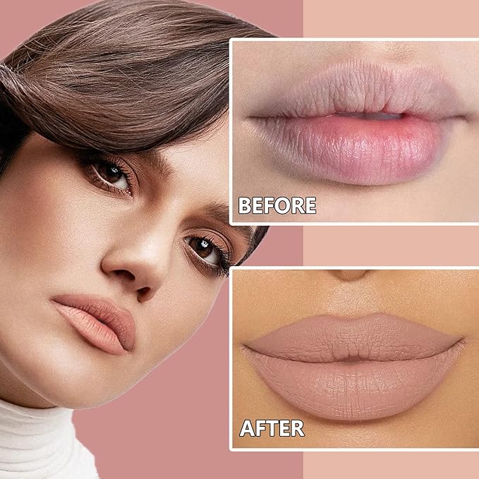 Matte Nude Lipstick,Silky Velvet Nude Paper Tube Lipsticks Gloss,Waterproof