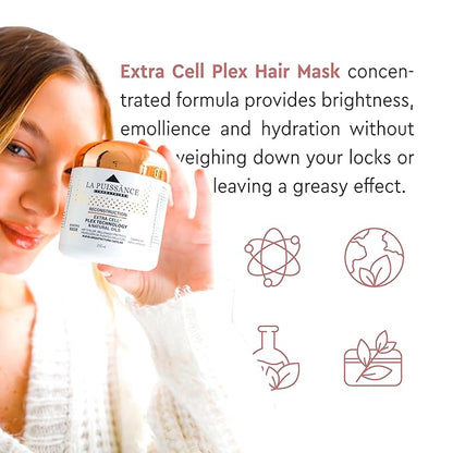 Extra Cell Plex Deep Conditioning Hair Mask Step 3 - Moisturizing Repair Treatment for Damaged Hair - Ideal for Color-Treated, Bleached & Chemically-Treated Hair for Home and Salon Use