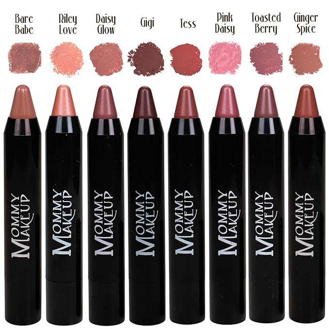 Mommy Makeup Triple Sticks Lipstick & Cream Blush in Tess (A Muted Rose) - Soft & Creamy, Moisturizing Multistick For Lips & Cheeks with Medium Coverage