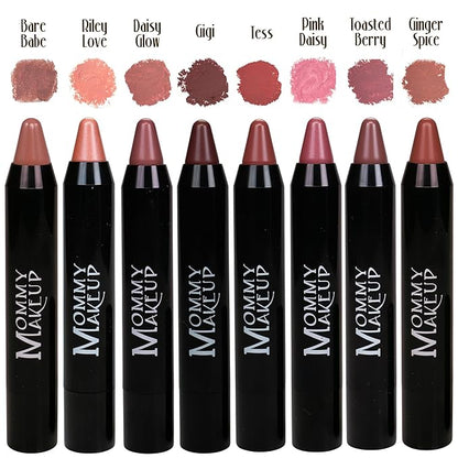 Mommy Makeup Triple Sticks Lipstick & Cream Blush in Gigi (A Plum Brown with Golden Sheen) - Soft & Creamy, Moisturizing Multistick For Lips & Cheeks with Medium Coverage