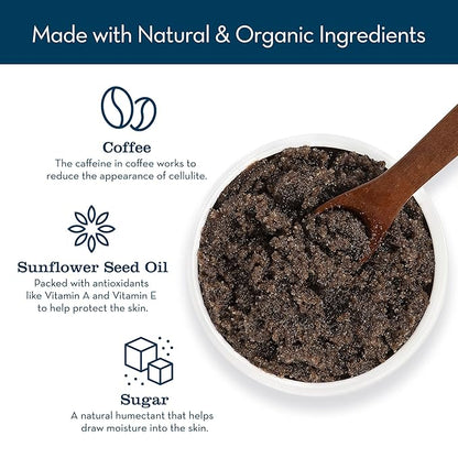 Naples Soap Company Cellulite Firming Coffee Sugar Scrub – Natural Exfoliating and Hydrating Body Scrub for Soft, Radiant Skin – Gluten Free, No Harmful Ingredients, 9 oz