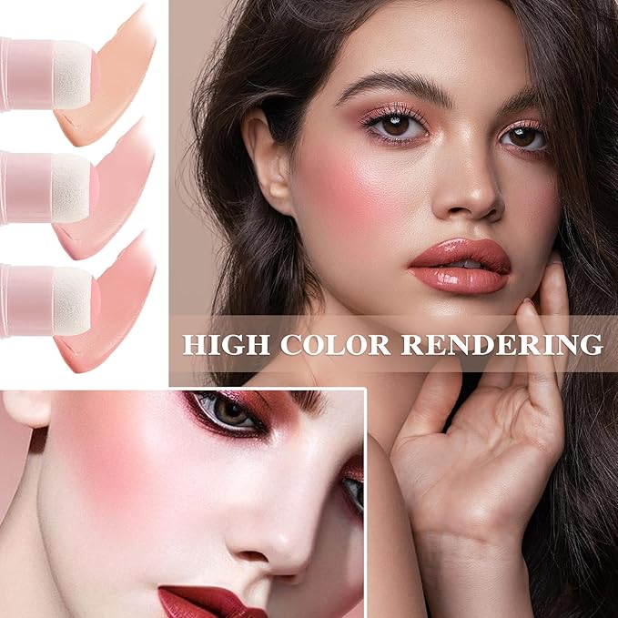 3P Cream Blush Stick with Brush,Waterproof Multi Cream Makeup K234