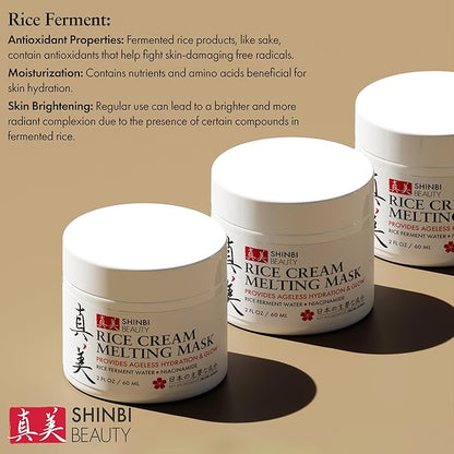 Japanese Rice Mask for Face - Organic Face Mask Skincare - Japanese Skin Care Products for Anti Aging Anti Wrinkle J Beauty Glow 1oz
