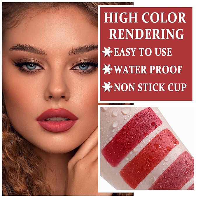 AWCCXMYM 5Pcs Peel Off Lip Stain Lip Tint Matte Lipstick Nude Lip Gloss Long Lasting Waterproof Up To 24 Hours Non Stick Cup Non Fade Liquid Lipstick Lip Tint Stain Makeup Set