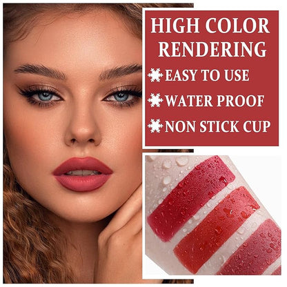 AWCCXMYM 5Pcs Peel Off Lip Stain Lip Tint Matte Lipstick Nude Lip Gloss Long Lasting Waterproof Up To 24 Hours Non Stick Cup Non Fade Liquid Lipstick Lip Tint Stain Makeup Set