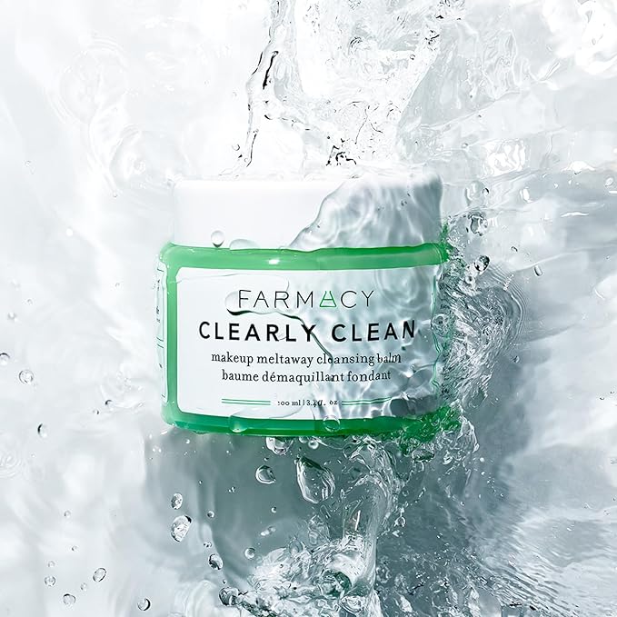 Farmacy Makeup Remover Cleansing Balm - Clearly Clean Sensitive Skin Makeup Remover + Oil Based Cleanser - Gentle Exfoliating Double Cleanser - Melts From Balm to Milky Lather - Fragrance Free (12ml)