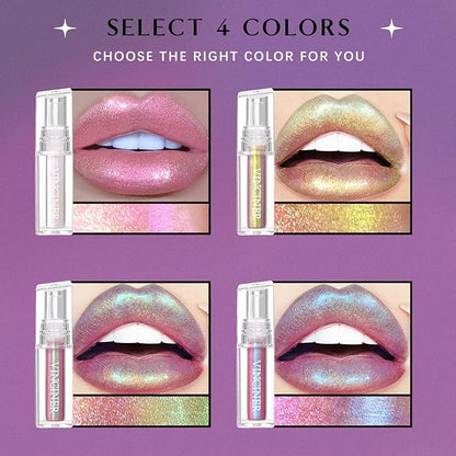 Glitter Chameleon Liquid Lipsticks, Diamond Shimmer Glow Metallic Glitter