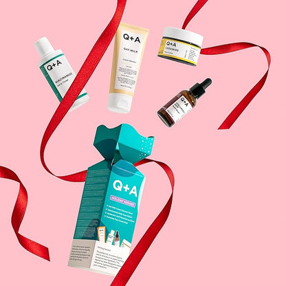 Holiday Heroes Skincare Giftset – 4-Step Regime with Oat Milk Cleanser, Niacinamide Toner, Hyaluronic Acid Serum, Ceramide Face Cream – Vegan, Cruelty-Free, UK Made, Nourishing and Hydrating