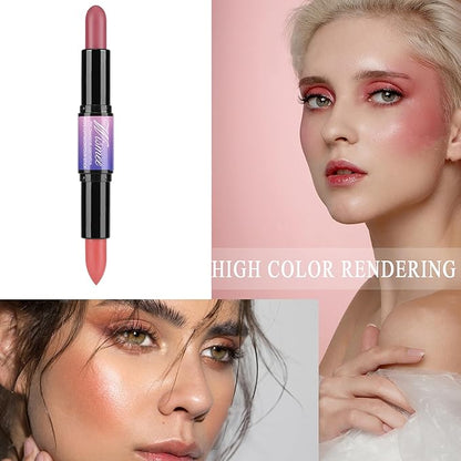 Dual-Ended Cream Blush Stick,Cream Blush Makeup Stick,Buildable Blush