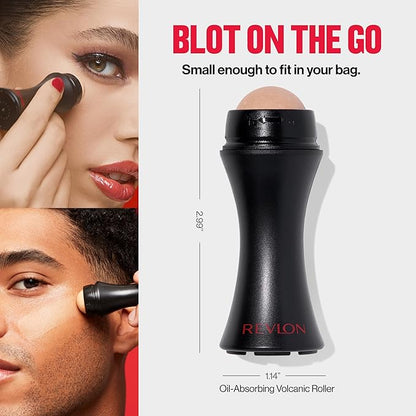 Revlon Face Roller, Oily Skin Control for Makeup, Oil Absorbing, Volcanic Reusable Facial Skincare Tool for At-Home or On-the-Go Mini Massage, 1 Count